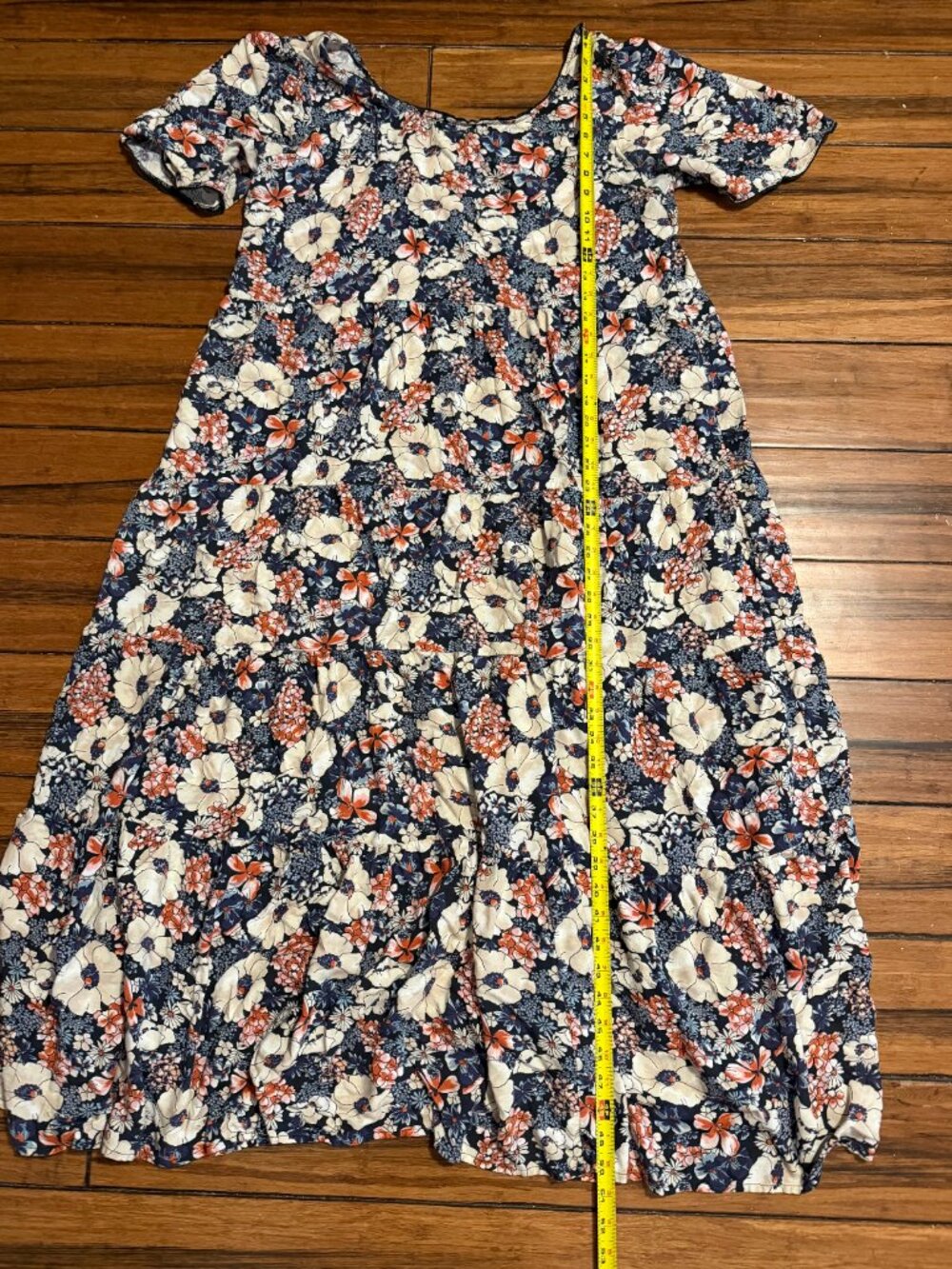 Natural Life Boho Floral Print Maxi Tiered Dress, Sz Large - Picture 6 of 8